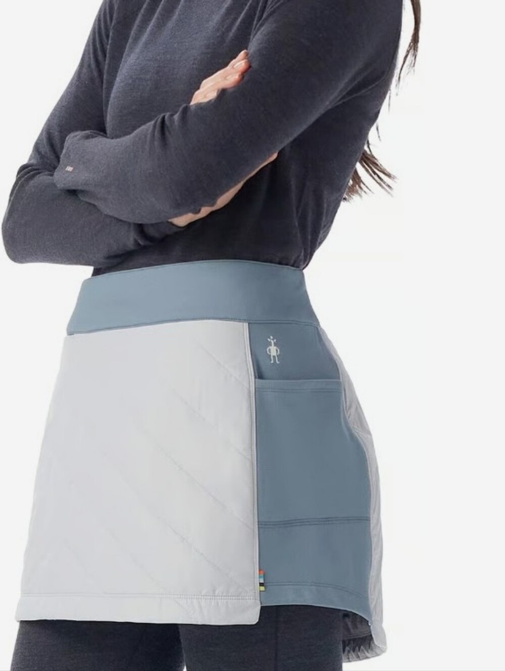 Smartwool Smartloft Skirt Light Gray and Steel Blue Quilted Women’s Skirt Largr